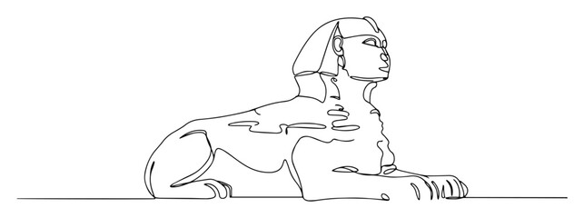 great sphinx of giza ancient statue line art monoline vector