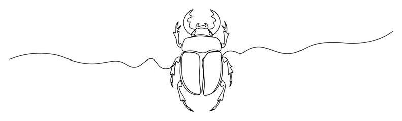 one single line drawing of an egyptian scarab beetle symbol vector design
