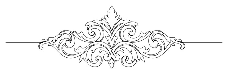 ornate floral divider baroque flourish design line art monoline vector