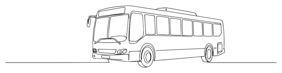 one continuous line drawing of a city bus public transport vehicle for passenger travel vector monoline illustration © Wieslaw