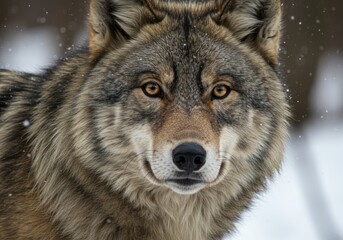 Obraz premium Close-up wolf portrait in snow