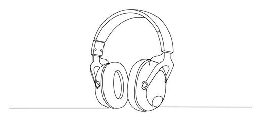 studio headphones professional audio gear vector outline thin lineart