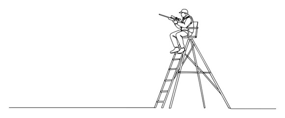 sniper lookout military tower position monoline thin vector lineart contour design © Wieslaw