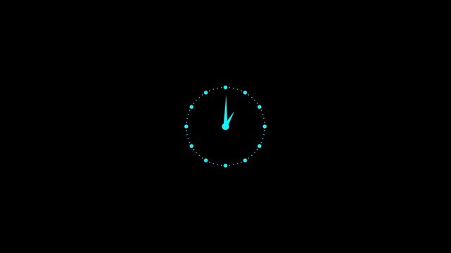 Simple Clock Loop, 12 hours 4K time lapse video .Minimalist clock icon with others hands and markers . black background .