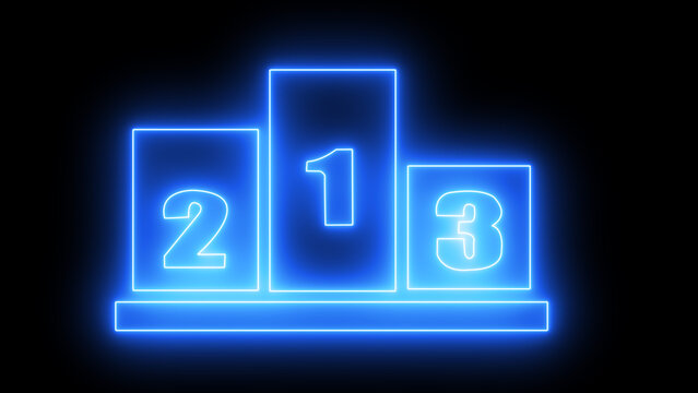 Glowing victory A neon podium celebrating success achievement and the thrill of competition with