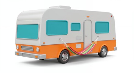 Retro camper van with colorful wiring illustration