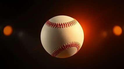 Baseball suspended mid-air with an intense orange glow, isolated in cinematic darkness.