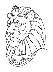 continuous one line drawing of a majestic lion with an egyptian pharaoh headdress a symbol of royalty and power vector monoline sketch