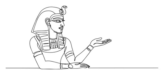 ancient egyptian queen pharaoh outline vector illustration