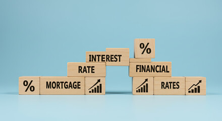wooden blocks with graphs and percentage 