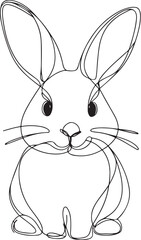 bunny rabbit outline sketch vector illustration.