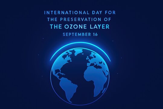 Glowing earth illustration celebrating international ozone layer preservation day - Powered by Adobe