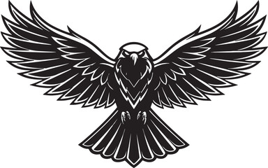 Obraz premium Black silhouette of a majestic eagle with outstretched wings