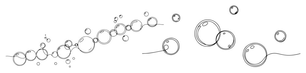 soap or water bubbles one continuous line drawing