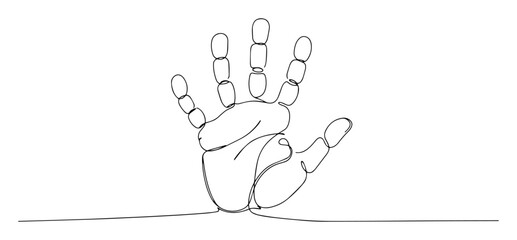 one single line drawing of a baby or child's handprint for a newborn and memory concept vector linear design