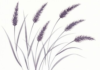 Purple watercolor grass is isolated on white background