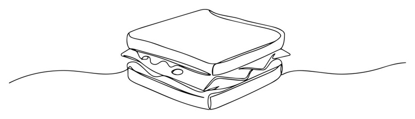 sandwich with cheese and lettuce one continuous line drawing © Wieslaw