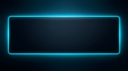 Fototapeta premium Glowing neon blue rectangular frame on a dark textured background
