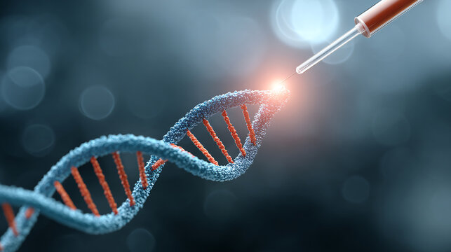 Scientific Action, DNA Molecule, Laboratory, Digital Illustration, Abstract Environment, Close-Up View, Genetic Research
