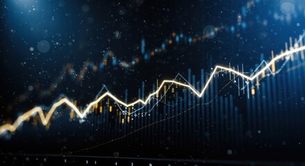 Dynamic financial market growth chart illustrating upward trends and volatility in a digital abstract setting