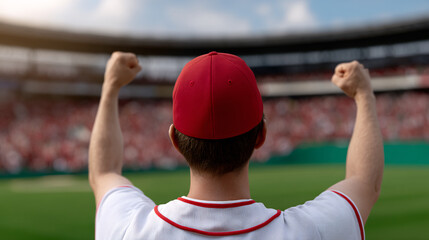 Fan Cheers in Stadium, Sports Event, Outdoor Environment