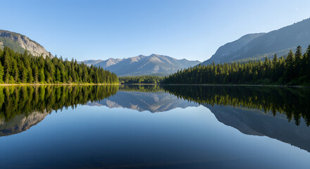Naklejka premium Mirror Lake and Mountain Reflections