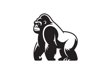 high quality black and white gorilla vector graphic for wildlife themed marketing and promotional projects