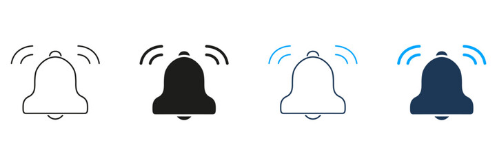 Notification Bell Line And Solid Icon Set. Alert And Reminder Symbol Collection. Sound And Alarm Indication. Isolated Vector Illustration