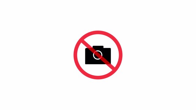 No camera allowed, Prohibited sign on camera icon with transparent background, No taking photos icon animation. No Video Recording, Photos Not Allowed, Use of Camera is Prohibited in 4k.