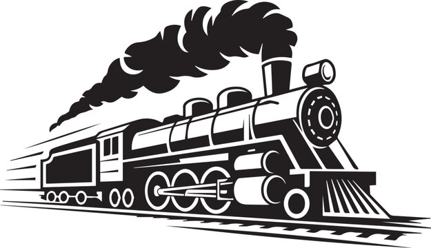classic steamtrain engine vector graphic showing antique locomotive sideview design for historical retro themed projects
