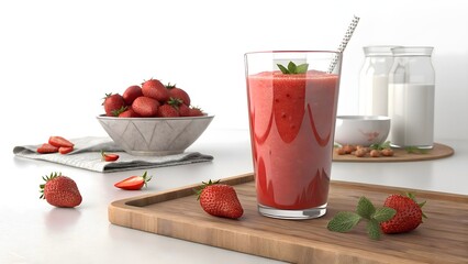 strawberry smoothie with strawberry 2