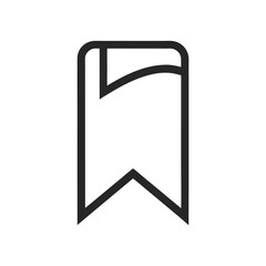 Bookmark Icon – Black and White Ribbon Symbol for Saving Content and Page Marking