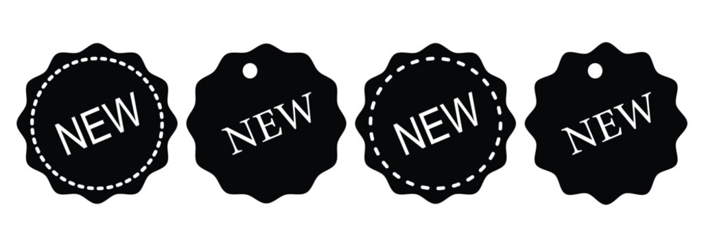 New launch grunge rubber stamp. Collection of new arrival rubber stamps with various designs and colors. new arrival sticker badge. Set of Red "NEW" Ribbon Labels in Various Shapes Vector Design