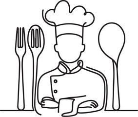 chef with cutlery silhouette vector