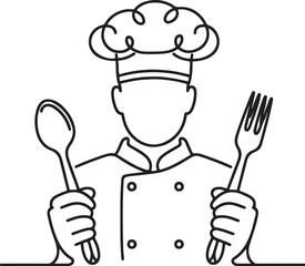 chef with cutlery silhouette vector