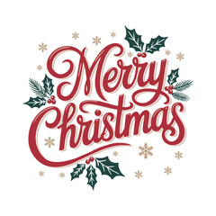 Merry Christmas! festive text. Vector illustration on white background.