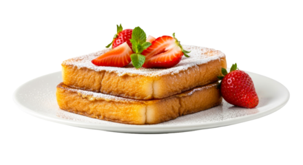 golden french toast with strawberries perfect breakfast food photography
