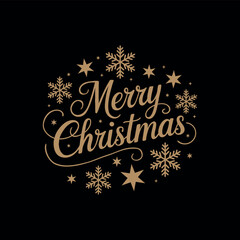 Merry Christmas! Hand drawn text. Vector illustration on dark background.