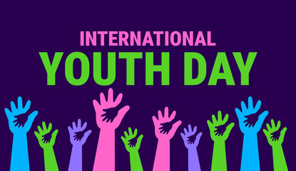 International Youth Day  background, banner or poster design template. observed every year in August. Holiday concept. Use to any Template, card, poster, placard, template.
