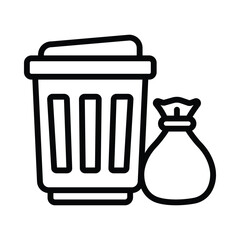 Trash Collector Vector Outline Icon. EPS 10 File