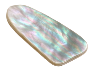 Iridescent mother of pearl shell with smooth surface and vibrant colors on transparent background.