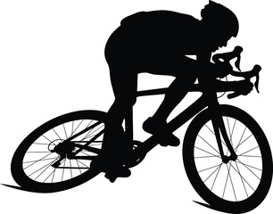Fototapeta premium Cyclist riding a bicycle isolated on white background