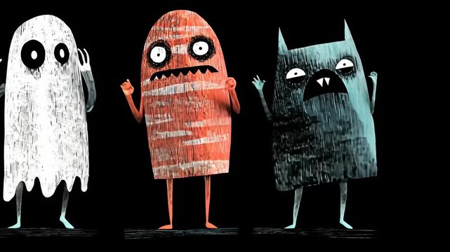 Funny Cartoon Ghost Animation for Halloween Retro Vector Art