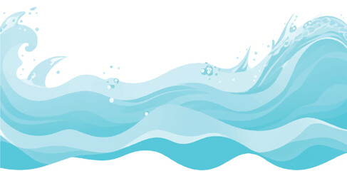  Cartoon Blue Ocean Wave Background with Seafoam and Aqua Curve – Perfect for Kids Projects, Stickers and Print Design
