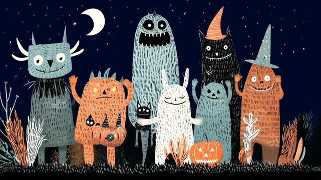Funny Retro Cartoon Ghost Illustration for Halloween Spooky Art