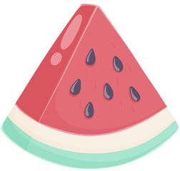 Cute cartoon watermelon slice illustration for summer themes