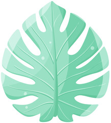 Tropical monstera leaf cartoon illustration