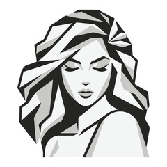 Pretty girl Logo or mascot illustration