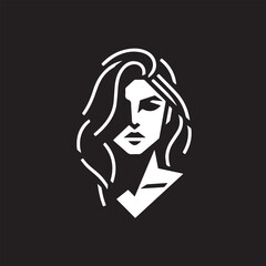 Powerful and impactful female logo in black and white