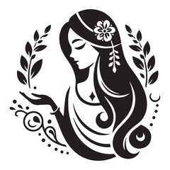 pretty women logo for brands like shampoo, cream, cosmetics 